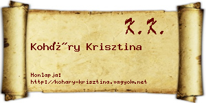 Koháry Krisztina névjegykártya